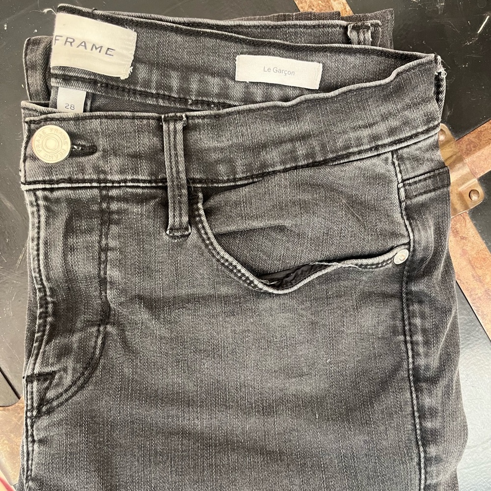 Frame Denim Le Garçon Women's Grey/Faded Black Jeans